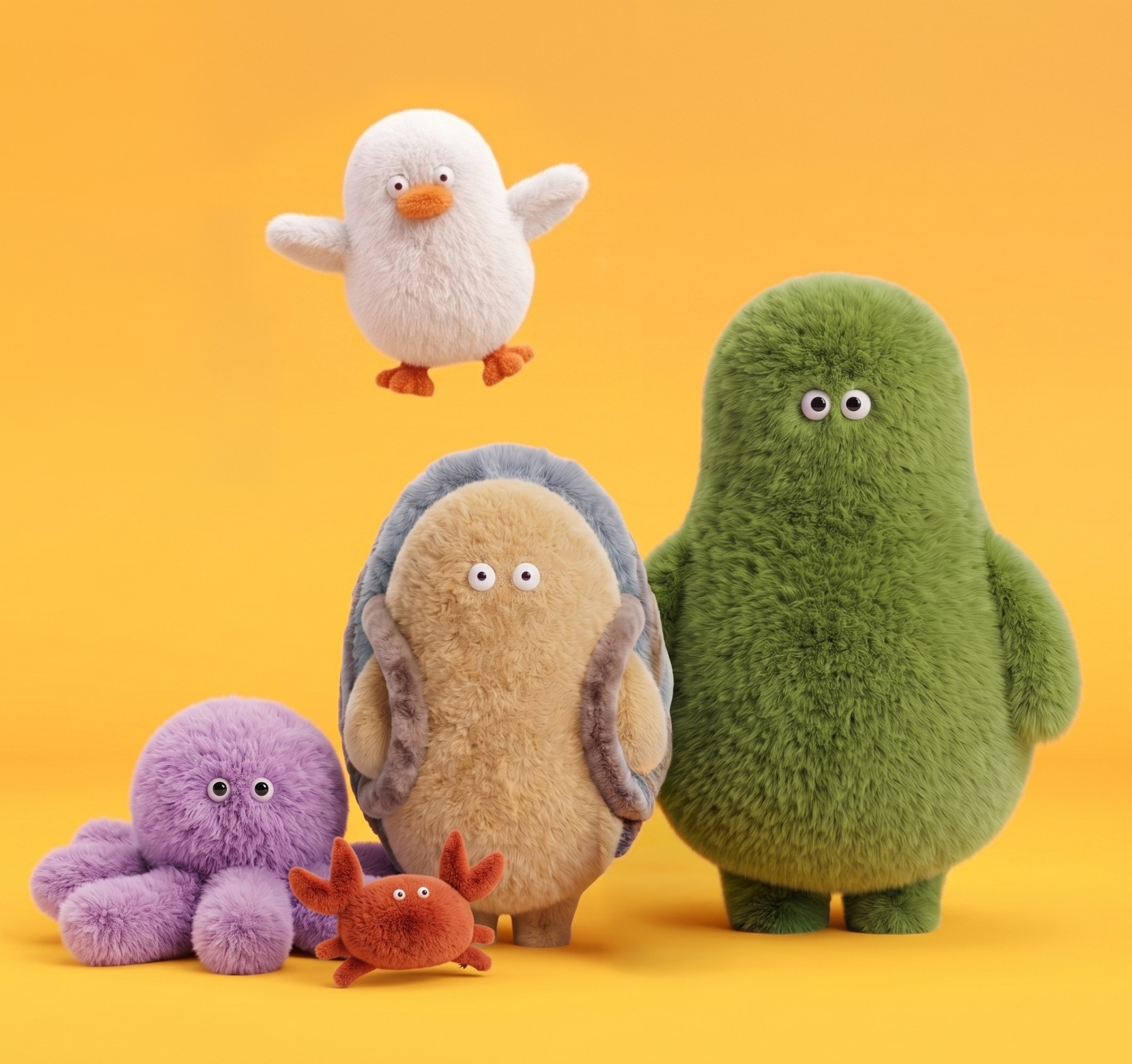 Colorful plush animal group with bird for Plush Forms